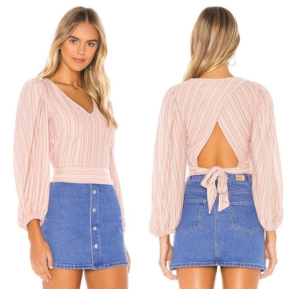 Free People Purple Striped Cutout Tie Back Autumn Nights Top - Picture 1 of 6